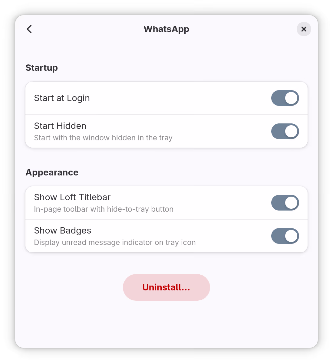 Per-app service settings