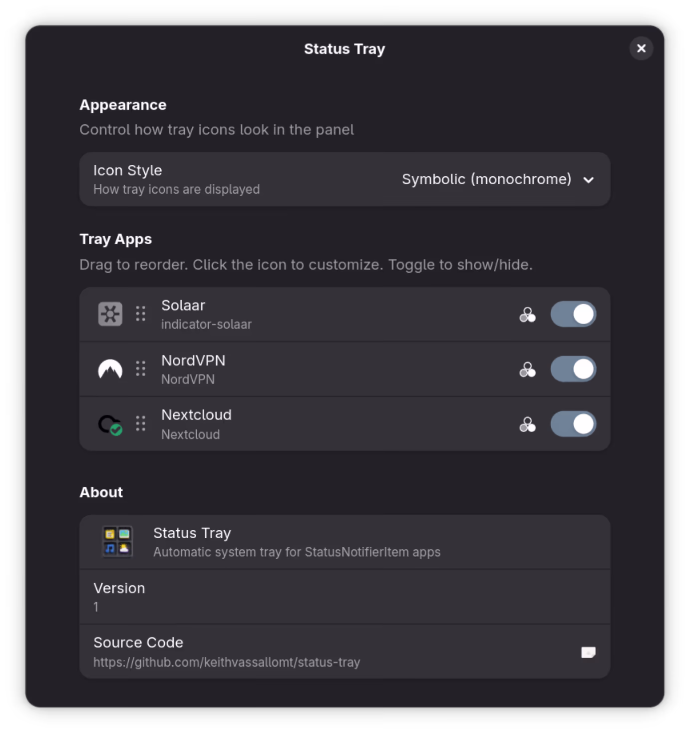 Preferences window