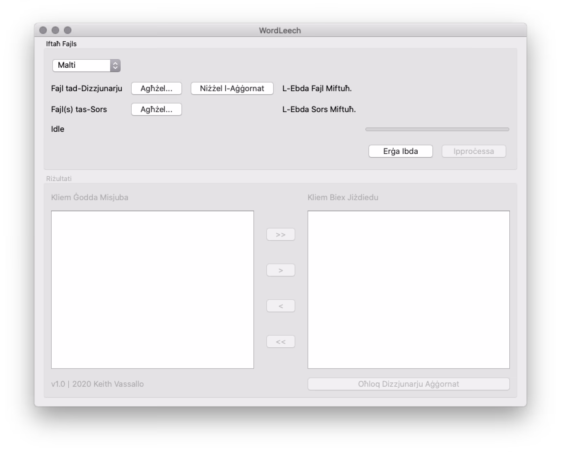 Main interface (Maltese)